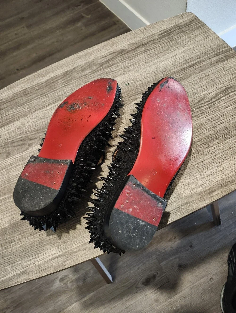 Men FERUCCI Black Spikes Slippers Loafers Flat With Black Crystal GZ Rivet Prom